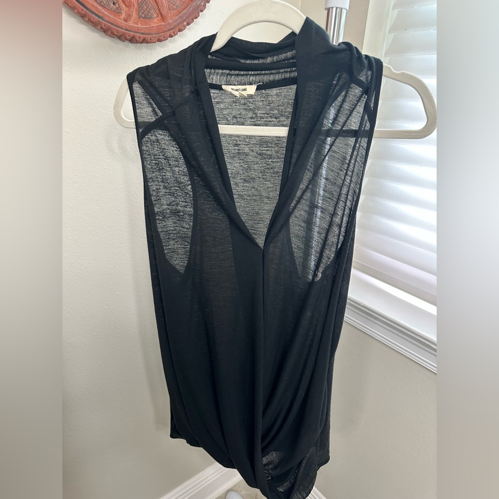 Helmut Lang Black Sleeveless Sheer Top, Large